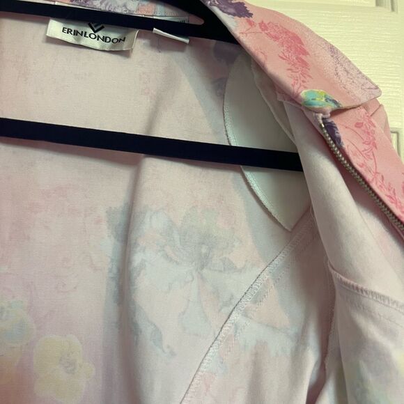 Erin London Vintage Pink Floral Zip Jacket Sz M - Picture 7 of 8
